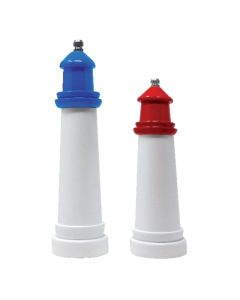 Macinapepe/sale Faro blu in legno laccato con macina in ceramica