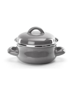 Mini Casseruola grigia con coperchio in ferro smaltato porcellanato cl 40