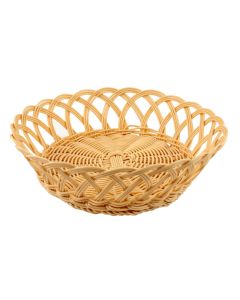 Cestino pane tondo in rattan sintetico filo in polipropilene con sezione piena e intreccio a maglia larga Ø cm 20 h cm 7