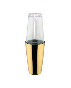 Shaker Boston Mixage Gold in acciaio inox 18/10 con finitura color oro con bicchiere in vetro cl 70