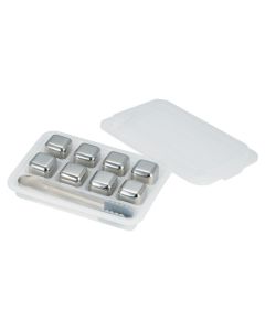 Set 8 cubetti di ghiaccio riutilizzabili in acciaio inox con pinza