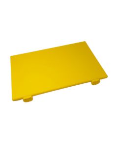 Tagliere giallo in HDPE con fermi, spigoli e bordi raccordati cm 53x32,5